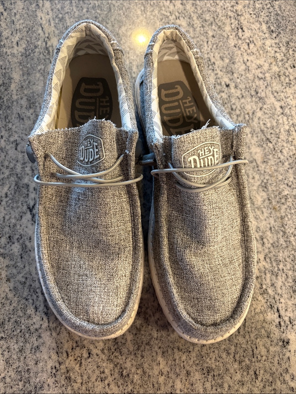 Hey Dude Light Gray Linen-Look Slip-On Loafers